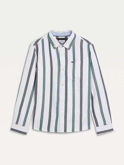 Tommy Hilfiger Stripe Patch Pocket Ingek Fiú Fehér | TH619KQA