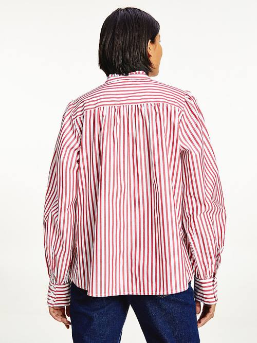 Tommy Hilfiger Stripe Relaxed Fit Frill Blúz Női Piros | TH573GYS