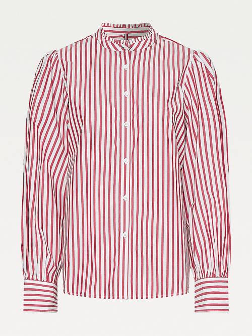 Tommy Hilfiger Stripe Relaxed Fit Frill Blúz Női Piros | TH573GYS