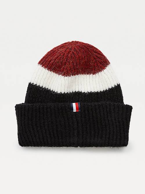 Tommy Hilfiger Stripe Rib-Knit Beanie Kalap Női Kék | TH208RJY