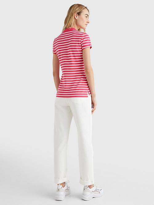 Tommy Hilfiger Stripe Slim Fit Póló Női Rózsaszín | TH380UMF