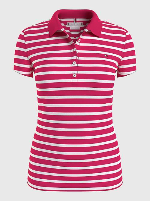 Tommy Hilfiger Stripe Slim Fit Póló Női Rózsaszín | TH380UMF