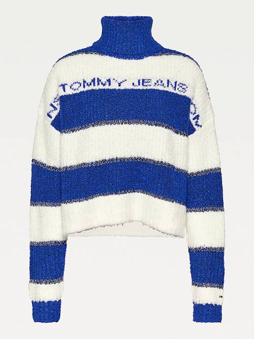 Tommy Hilfiger Stripe Turtleneck Jumper Pulóverek Női Lila | TH963ANT