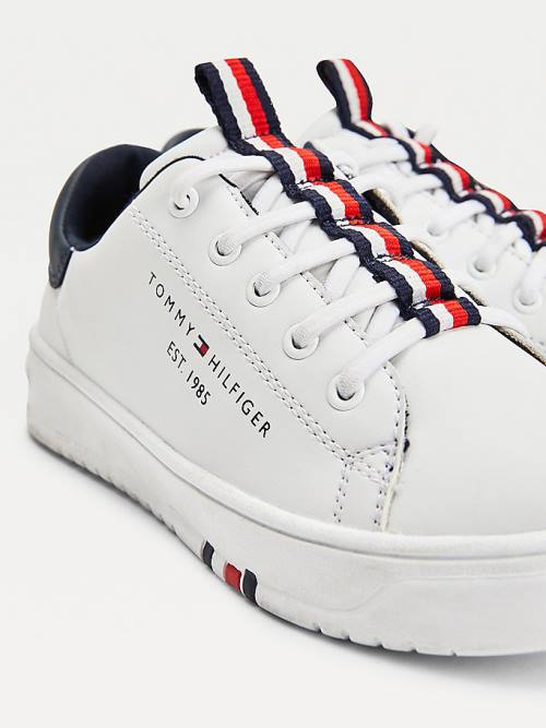 Tommy Hilfiger Stripe Webbing Low-Top Tornacipő Fiú Fehér | TH109QYG