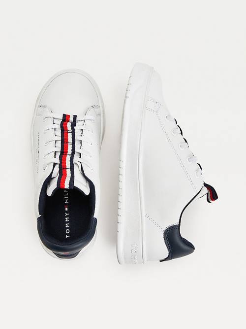 Tommy Hilfiger Stripe Webbing Low-Top Tornacipő Fiú Fehér | TH109QYG