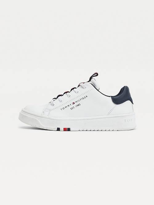 Tommy Hilfiger Stripe Webbing Low-Top Tornacipő Fiú Fehér | TH109QYG