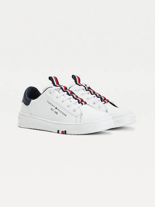 Tommy Hilfiger Stripe Webbing Low-Top Tornacipő Fiú Fehér | TH109QYG