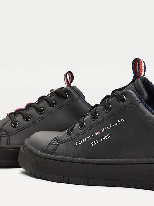 Tommy Hilfiger Stripe Webbing Low-Top Tornacipő Fiú Fekete | TH395GIR