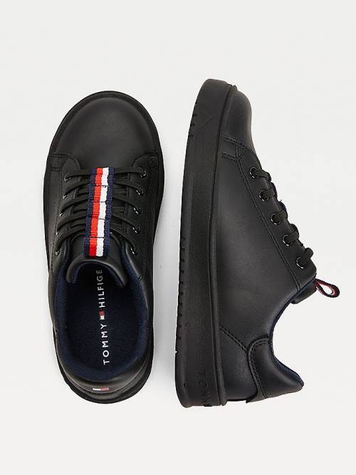 Tommy Hilfiger Stripe Webbing Low-Top Tornacipő Fiú Fekete | TH395GIR