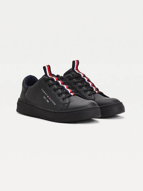 Tommy Hilfiger Stripe Webbing Low-Top Tornacipő Fiú Fekete | TH395GIR