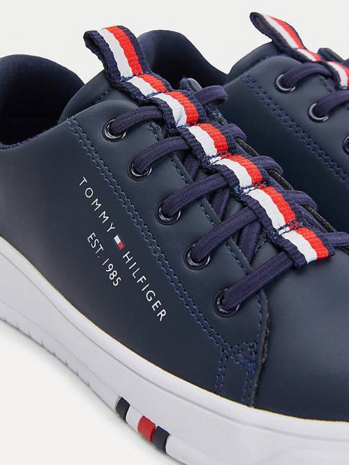 Tommy Hilfiger Stripe Webbing Low-Top Tornacipő Fiú Kék | TH406GDX