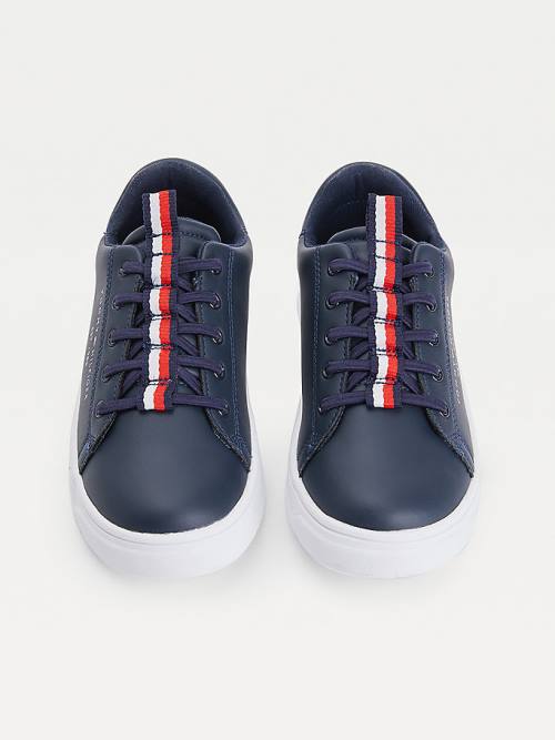 Tommy Hilfiger Stripe Webbing Low-Top Tornacipő Fiú Kék | TH406GDX