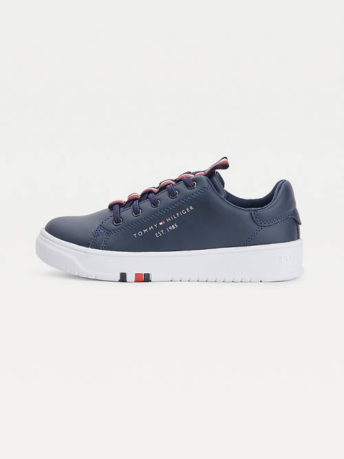 Tommy Hilfiger Stripe Webbing Low-Top Tornacipő Fiú Kék | TH406GDX