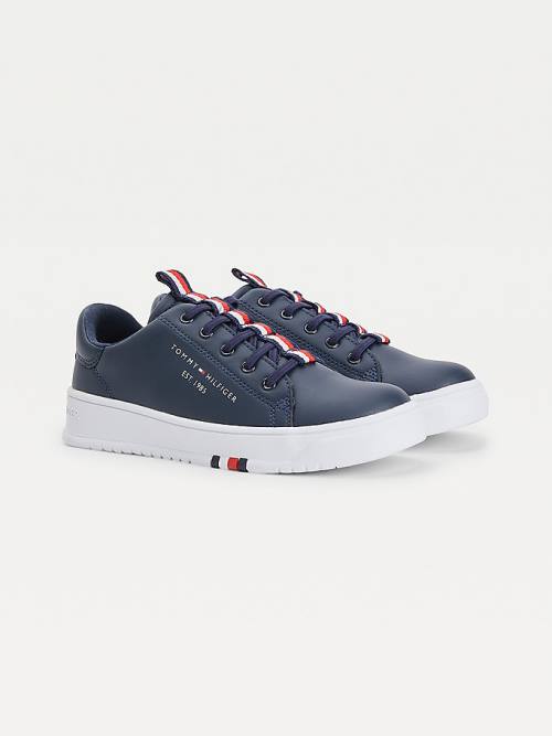 Tommy Hilfiger Stripe Webbing Low-Top Tornacipő Fiú Kék | TH406GDX