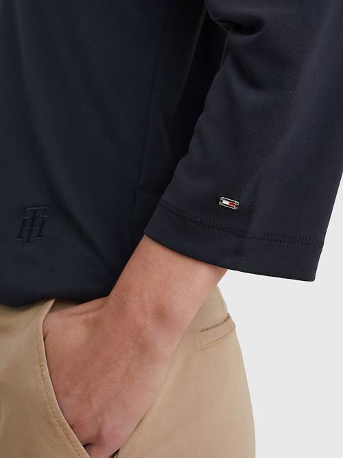 Tommy Hilfiger Sueded Relaxed Csónak Neck Póló Női Fekete | TH540JBY