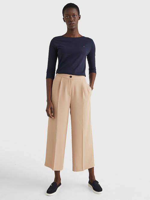 Tommy Hilfiger Széles Cipő Leg Cropped Nadrág Női Bézs | TH125IZH