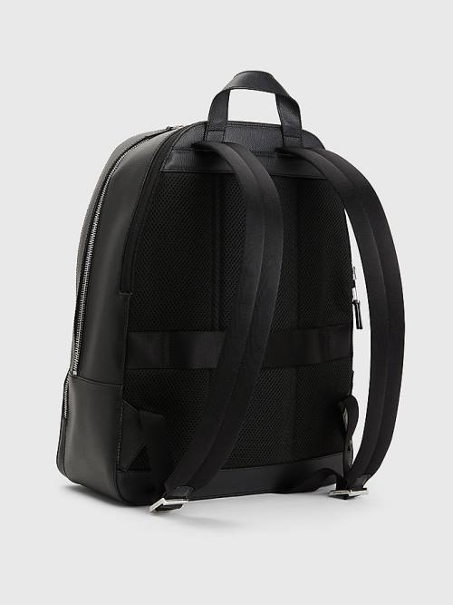 Tommy Hilfiger TH Business Bőr Backpack Táska Férfi Fekete | TH169HYN