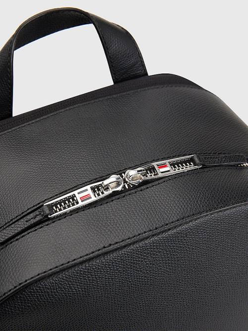 Tommy Hilfiger TH Business Bőr Backpack Táska Férfi Fekete | TH169HYN