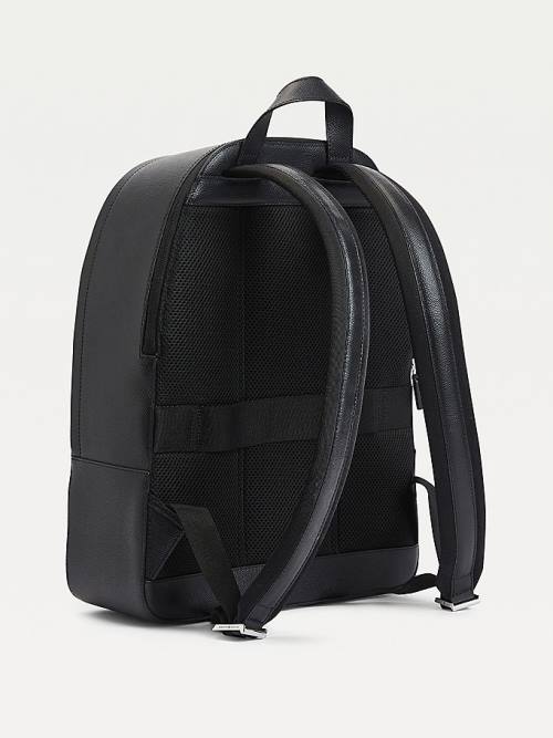 Tommy Hilfiger TH Business Bőr Backpack Táska Férfi Fekete | TH431KRP