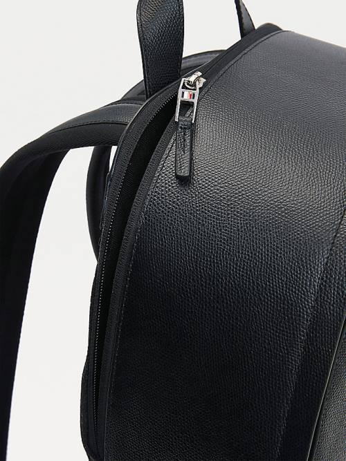 Tommy Hilfiger TH Business Bőr Backpack Táska Férfi Fekete | TH431KRP