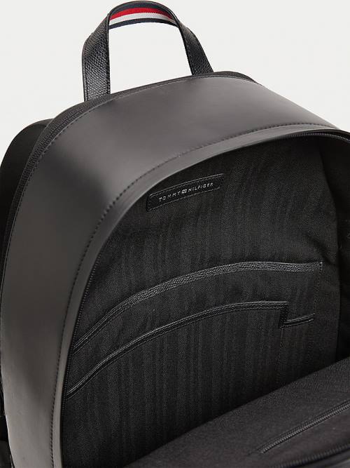 Tommy Hilfiger TH Business Bőr Backpack Táska Férfi Fekete | TH567TRQ