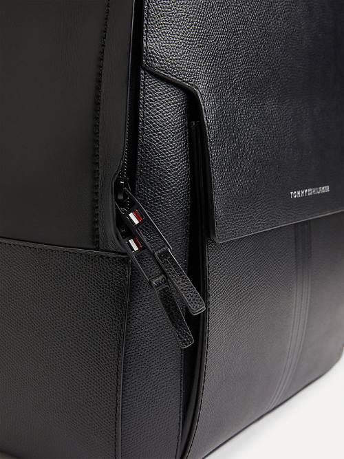 Tommy Hilfiger TH Business Bőr Backpack Táska Férfi Fekete | TH567TRQ