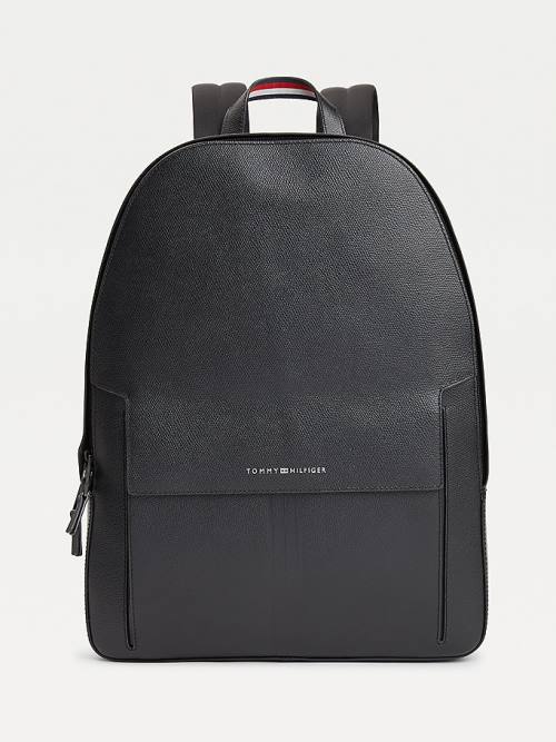 Tommy Hilfiger TH Business Bőr Backpack Táska Férfi Fekete | TH567TRQ