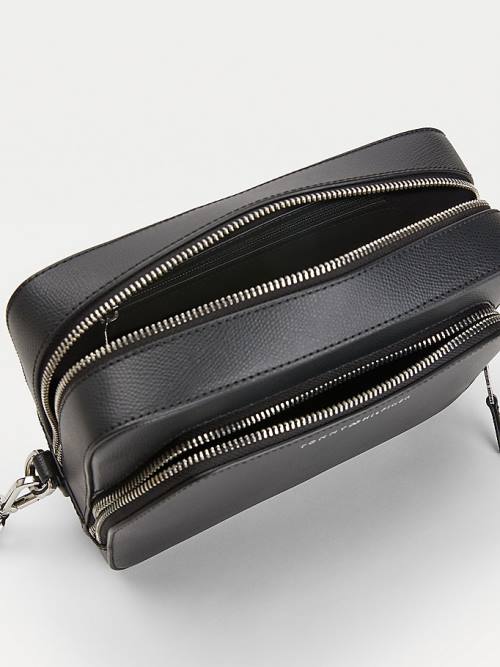 Tommy Hilfiger TH Business Bőr Washbag Táska Férfi Fekete | TH751DKR