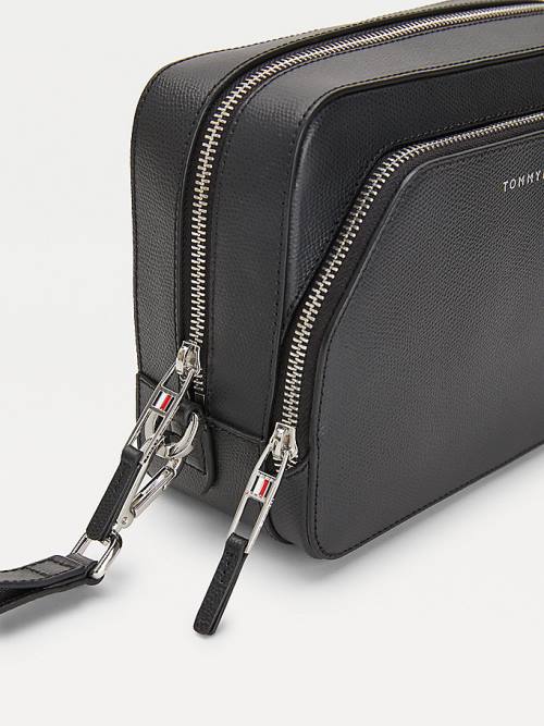 Tommy Hilfiger TH Business Bőr Washbag Táska Férfi Fekete | TH751DKR