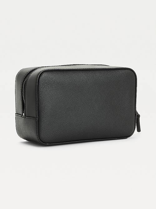 Tommy Hilfiger TH Business Bőr Washbag Táska Férfi Fekete | TH824SYE