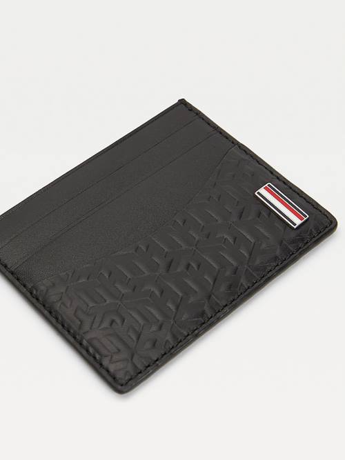 Tommy Hilfiger TH Business Monogram Credit Card Holder Pénztárca Férfi Fekete | TH273FPG