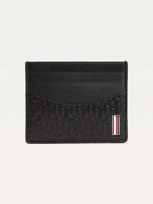 Tommy Hilfiger TH Business Monogram Credit Card Holder Pénztárca Férfi Fekete | TH273FPG