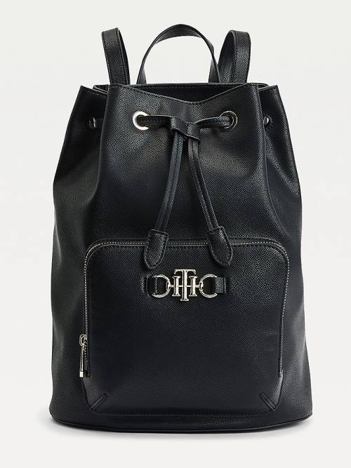 Tommy Hilfiger TH Club Horsebit Hardware Drawstring Backpack Táska Női Fekete | TH908TAD