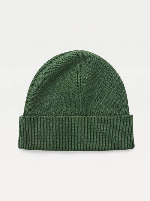 Tommy Hilfiger TH Established Knitted Pamut Beanie Kalap Férfi Zöld | TH260SCG