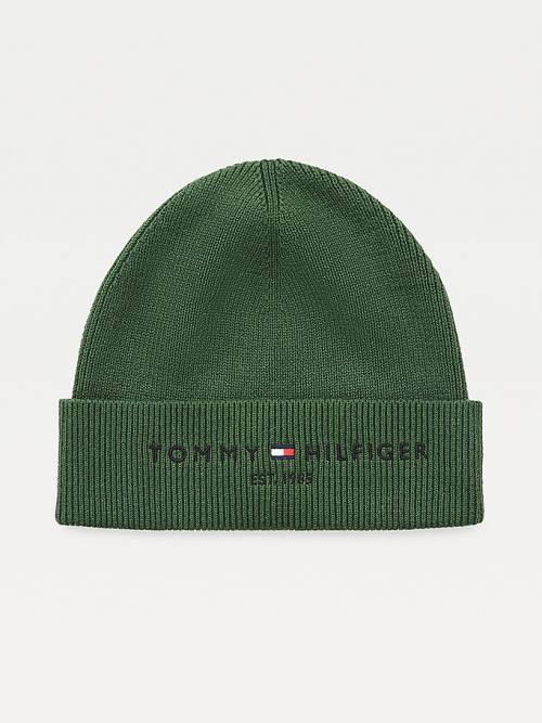 Tommy Hilfiger TH Established Knitted Pamut Beanie Kalap Férfi Zöld | TH260SCG