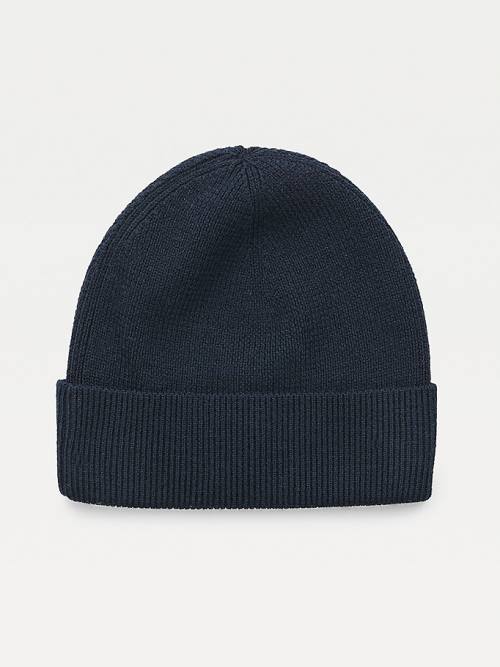 Tommy Hilfiger TH Established Knitted Pamut Beanie Kalap Férfi Kék | TH273TQX