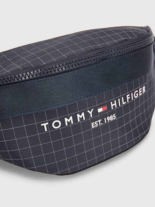 Tommy Hilfiger TH Established Square Print Crossbody Táska Férfi Kék | TH328YTR