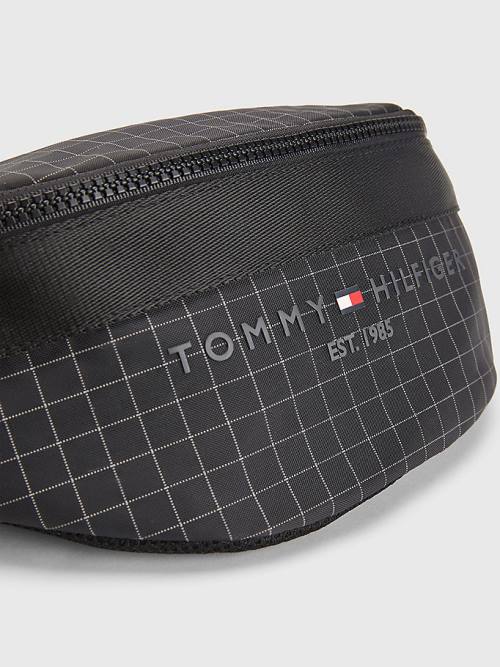 Tommy Hilfiger TH Established Square Print Crossbody Táska Férfi Fekete | TH804YFN