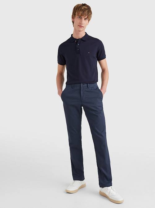 Tommy Hilfiger TH Flex Bubble Weave Slim Póló Férfi Kék | TH398QFM