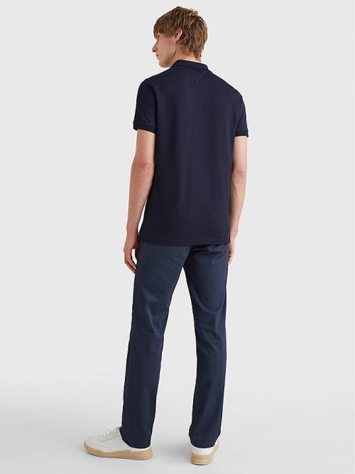 Tommy Hilfiger TH Flex Bubble Weave Slim Póló Férfi Kék | TH398QFM