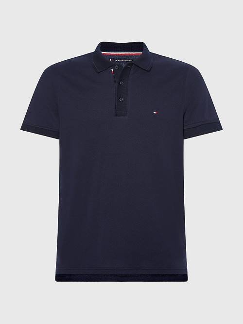 Tommy Hilfiger TH Flex Bubble Weave Slim Póló Férfi Kék | TH398QFM