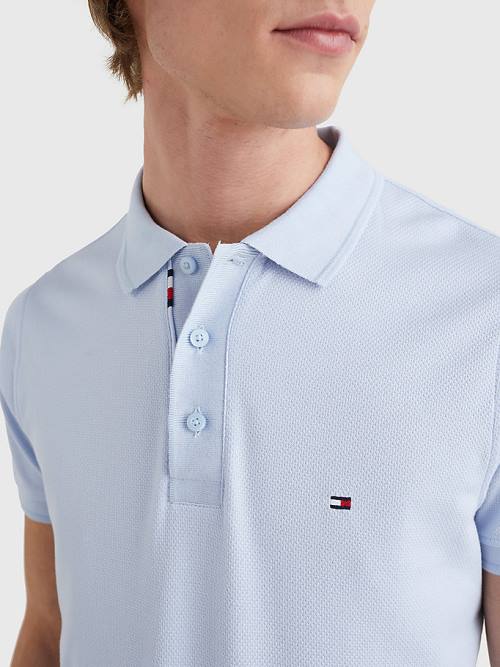 Tommy Hilfiger TH Flex Bubble Weave Slim Póló Férfi Kék | TH728CXL