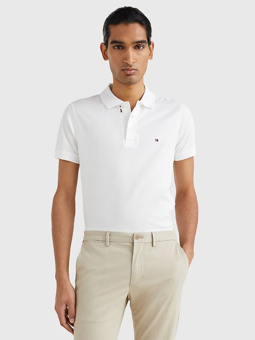 Tommy Hilfiger TH Flex Bubble Weave Slim Póló Férfi Fehér | TH792GJL