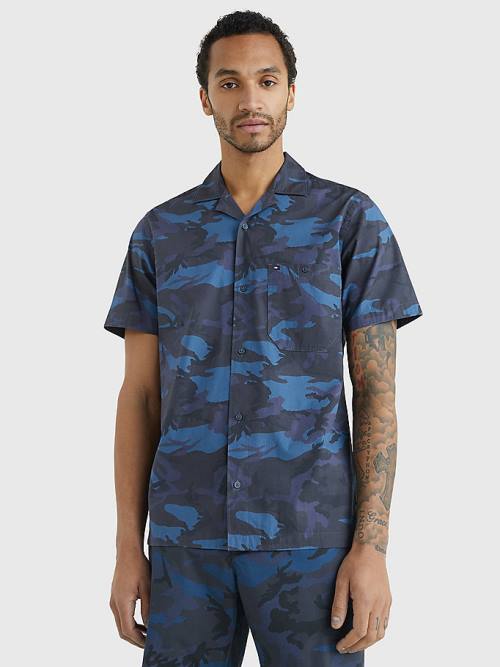 Tommy Hilfiger TH Flex Camo Rövid Sleeve Ingek Férfi Kék | TH724IKA