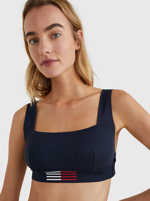 Tommy Hilfiger TH Flex Flag Print Bikini Bralette Fürdőruha Női Kék | TH840DTW