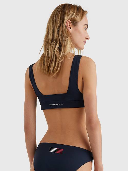 Tommy Hilfiger TH Flex Flag Print Bikini Bralette Fürdőruha Női Kék | TH840DTW