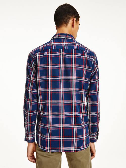 Tommy Hilfiger TH Flex Plaid Regular Fit Ingek Férfi Kék | TH718TCH