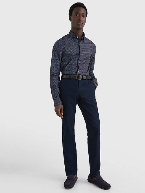 Tommy Hilfiger TH Flex Print Slim Fit Ingek Férfi Kék | TH982QNJ