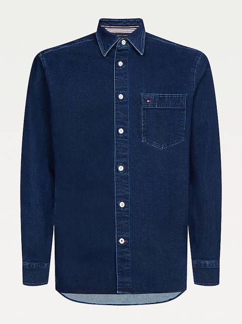 Tommy Hilfiger TH Flex Regular Fit Denim Overshirt Ingek Férfi Denim | TH425XPR