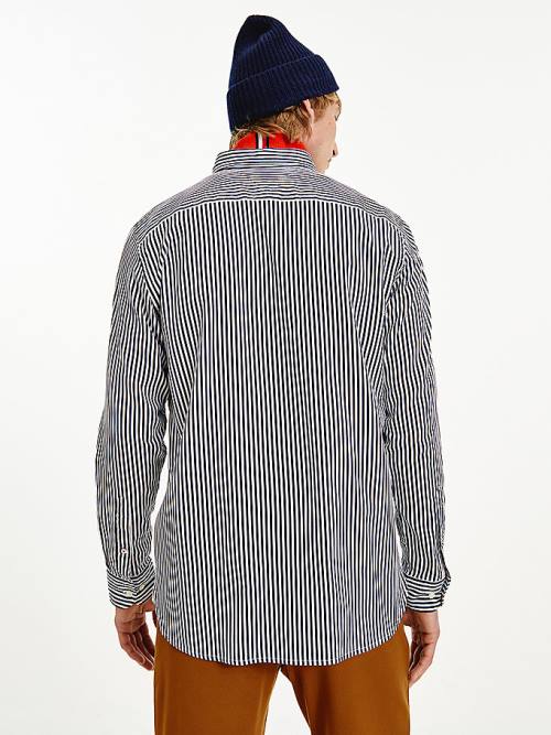 Tommy Hilfiger TH Flex Regular Waffle Stripe Ingek Férfi Kék | TH182BIR